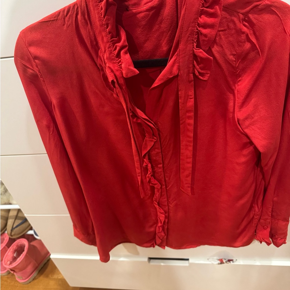 Red Ruffled Women's Top